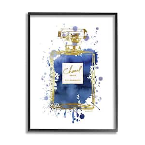"Blue Pop Splash Glam Fragrance Bottle" by Amanda Greenwood Framed Abstract Wall Art Print 16 in. x 20 in.