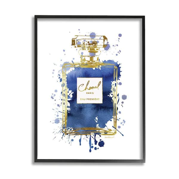 Stupell Industries "Blue Pop Splash Glam Fragrance Bottle" by Amanda Greenwood Framed Abstract Wall Art Print 16 in. x 20 in.