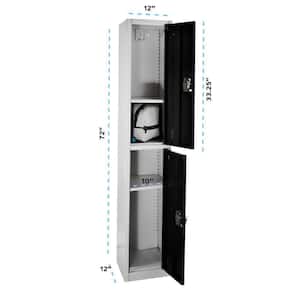 629-Series 72 in. H 2-Tier Steel Key Lock Storage Locker Free Standing Cabinets for Home, School, Gym in Black (2-Pack)