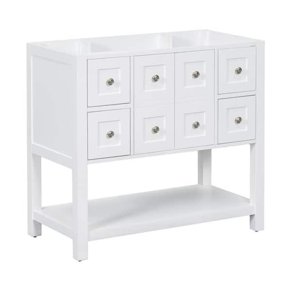 36 in. W x 17.9 in. D x 33 in. H Freestanding Solid Wood Frame Bath Vanity Cabinet without Top in White