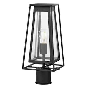 Bailey Modern 1-Light Black Outdoor Post Lantern Double Frame with Clear Glass