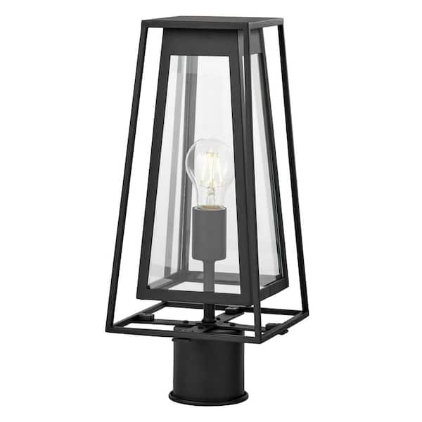 Bailey Modern 1-Light Black Outdoor Post Lantern Double Frame with Clear Glass
