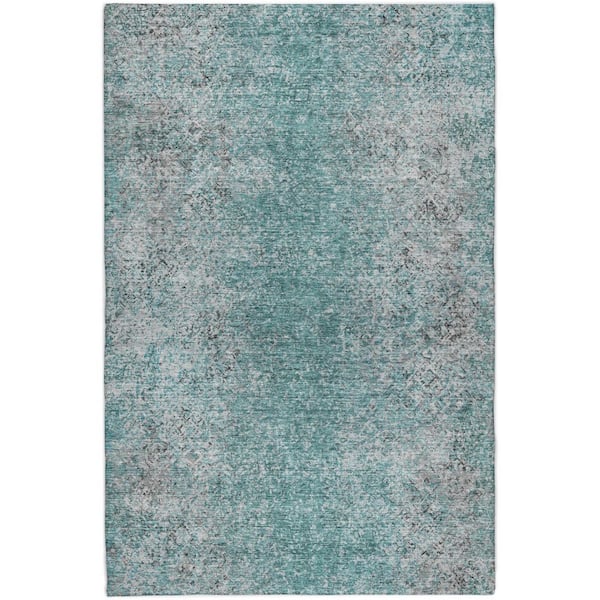 Dream Shag Premium Machine Washable Abstract ADS840 Teal 10 ft. x 14 ft. Area Rug