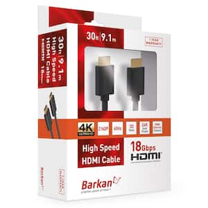 Barkan 30ft High Speed HDMI Cable, 4K Ultra HD, 60Hz, Black