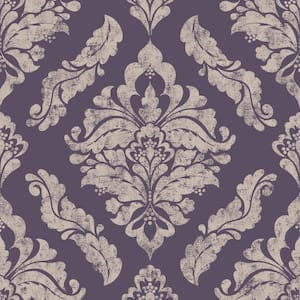 Damaris Purple/Silver Wallpaper Sample