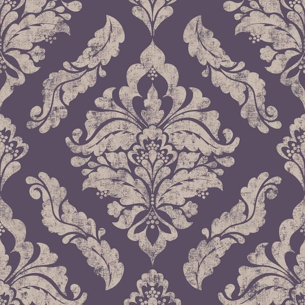 Graham & Brown Damaris Purple/Silver Wallpaper Sample 10426194 - The Home  Depot