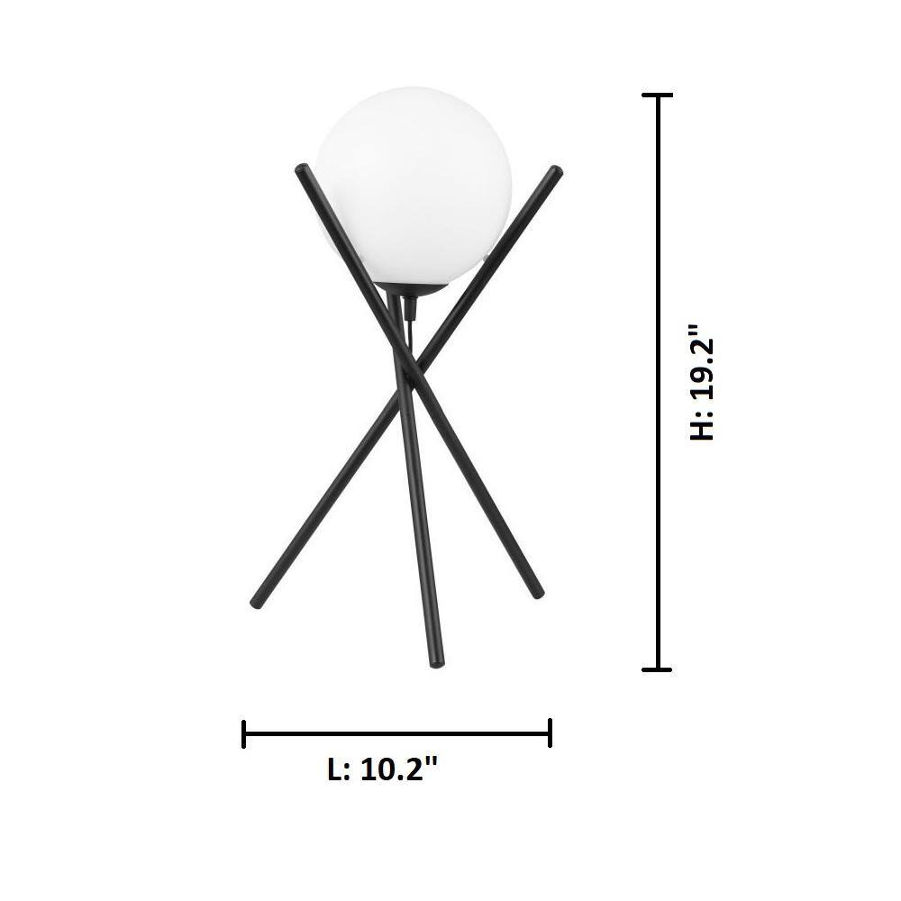 Salvezinas 19" Adjustable Black Tripod Table Lamp with White Globe