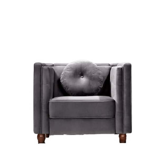 US Pride Furniture Angie Grey Classic Kittleson Chesterfield Chair