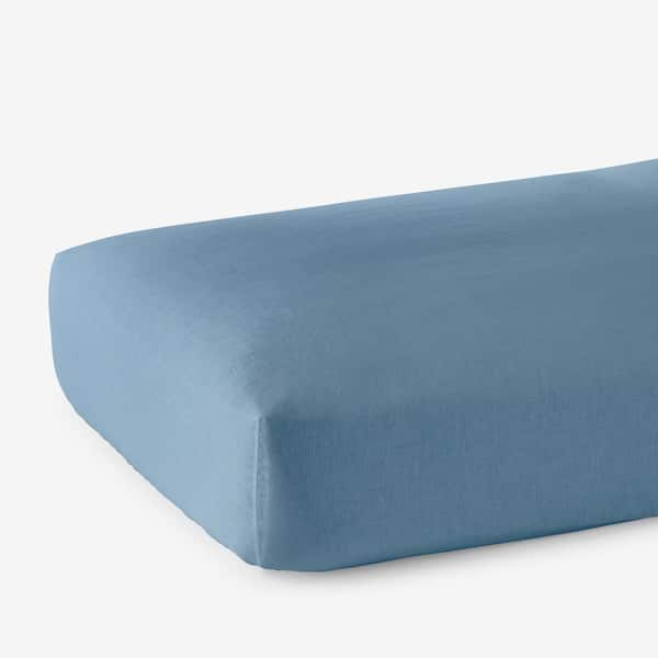 The Company Store Legends Hotel Relaxed Shadow Blue Linen Twin Fitted Sheet