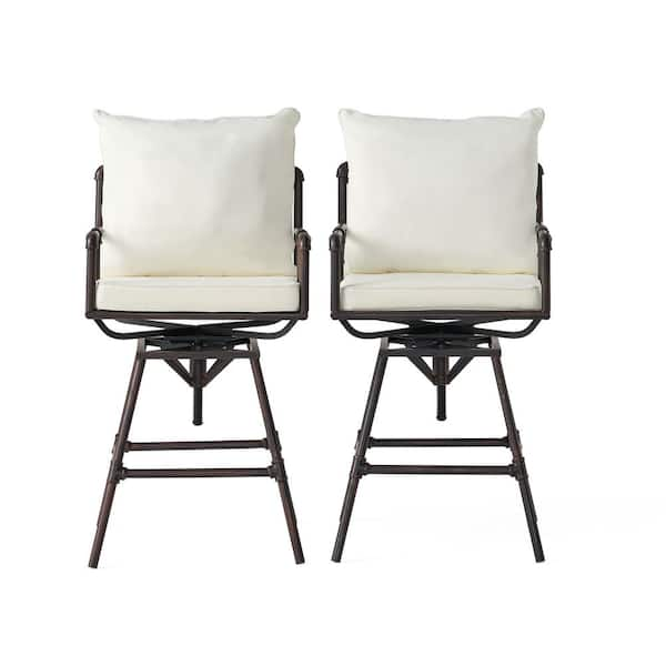 Noble House Derek Swivel Metal Outdoor Patio Bar Stool (2-Pack)