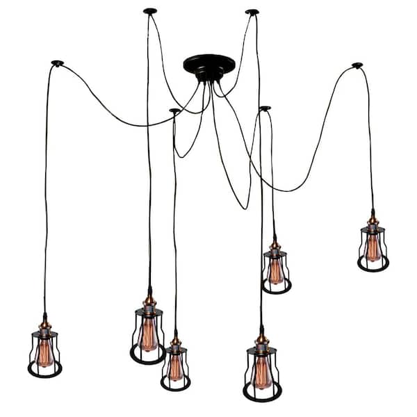 Warehouse of Tiffany Salome 10 in. 6-Light Indoor Black Chandelier with Light Kit