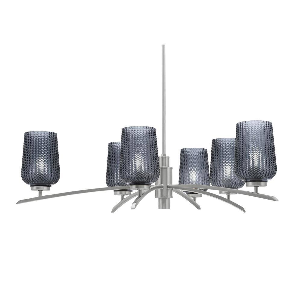 Siena 31 in. 6-Light Graphite Chandelier with 5 in. Smoke Textured Glass Sh