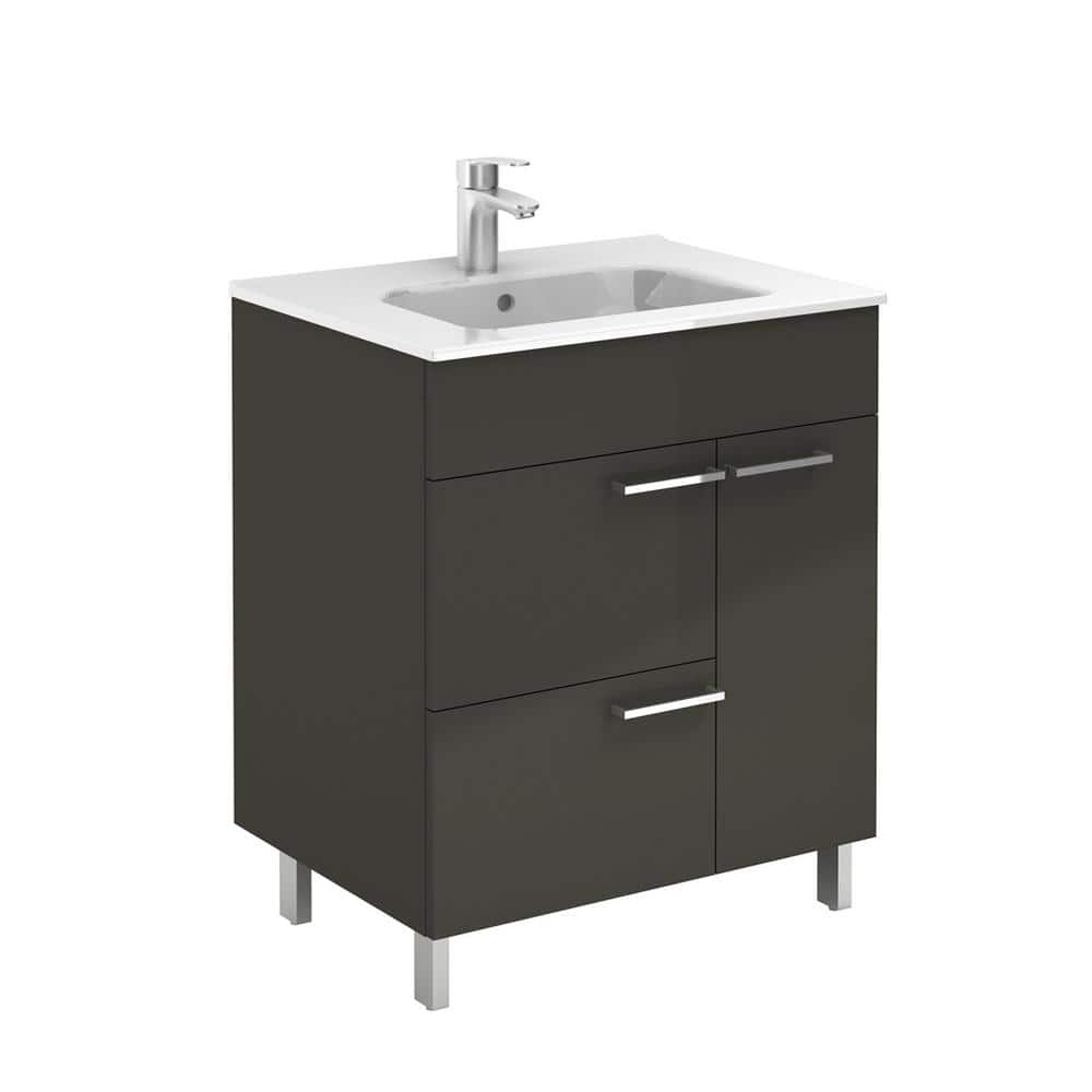 WS Bath Collections Elegance 31.5 in. W x 18.0 in. D x 33.0 in. H Bath Vanity in Anthracite with Vanity Top and Ceramic White Basin, Grey -  Elegance 80 AN