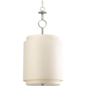 Ashbury Collection 3-Light Silver Ridge Pendant with Toasted Linen Shade