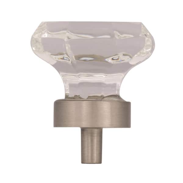 Traditional Classics 1-5/16 in. (33mm) Traditional Clear/Satin Nickel Geometric Cabinet Knob