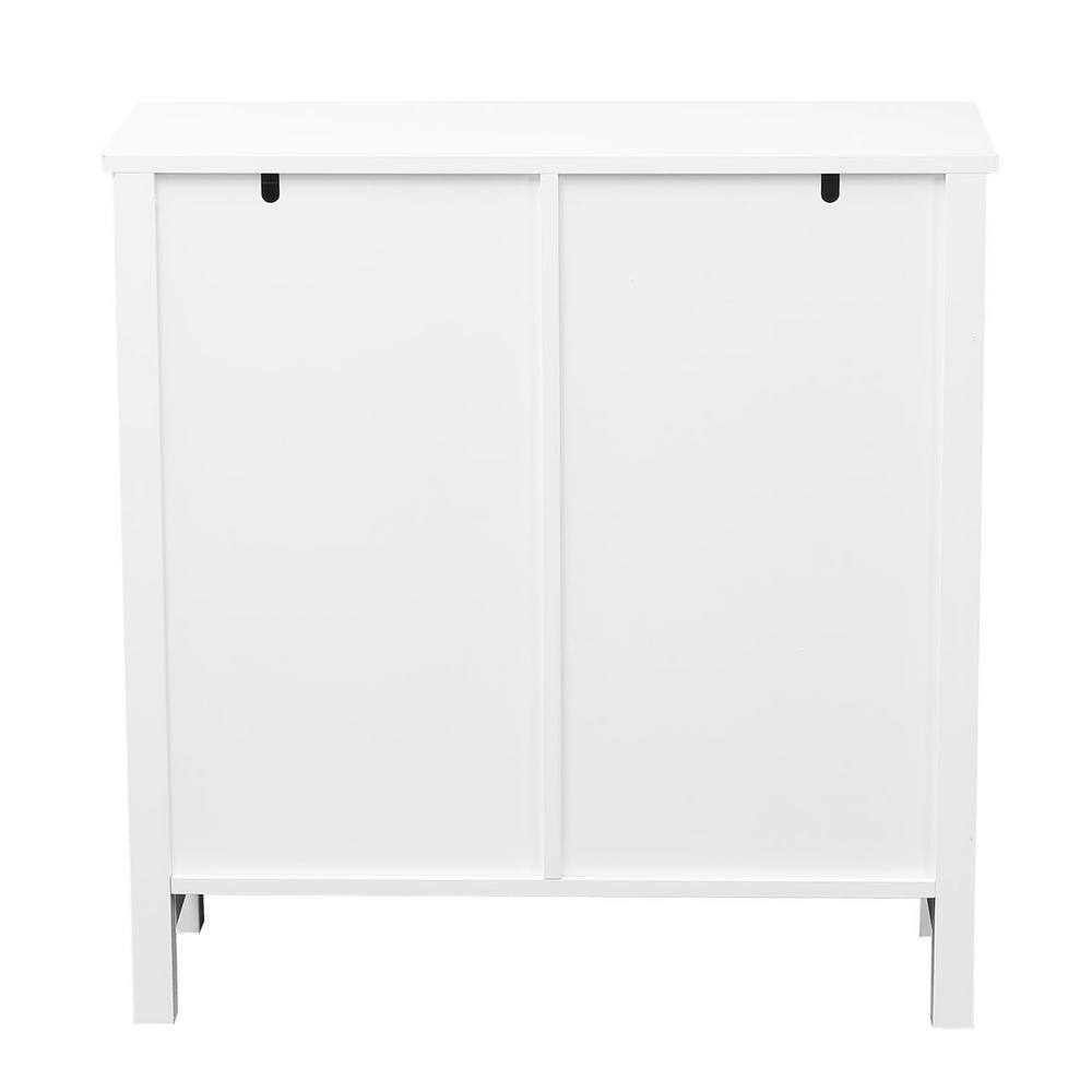 White MDF Bathroom Cabinet with Adjustable Shelving and Sliding Door