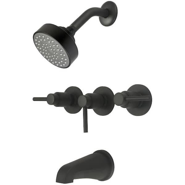 8968-M1-MB Triple Handle 1-Spray Tub and Shower Faucet 1.75 GPM in Matte Black Valve Included