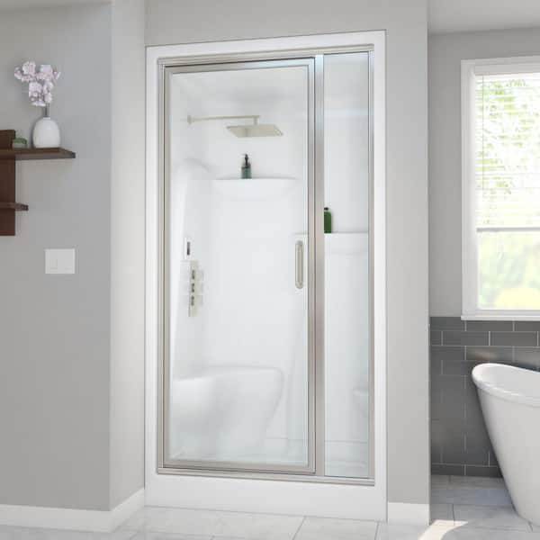 Aquatic Lomita 4836 Steam Shower Enclosure in White, Right Drain, Brushed Nickel