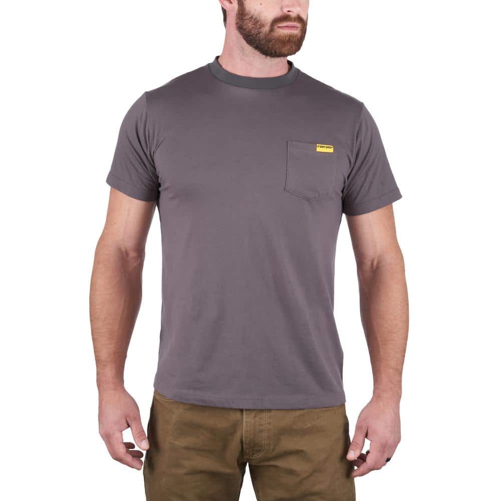 Mens Medium Gray Short Sleeved Pocket T-Shirt