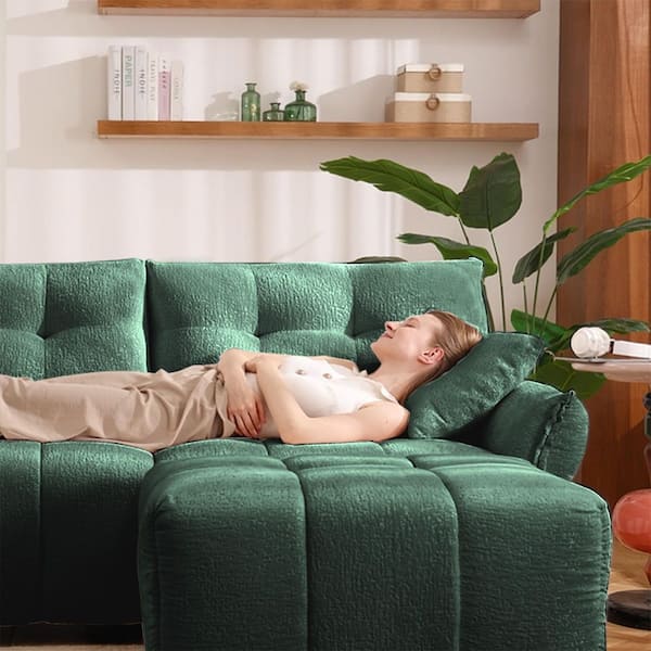 Homy Casa YOYO 78.7 in. Rolled Arm Chenille 3-Seater L-Shaped