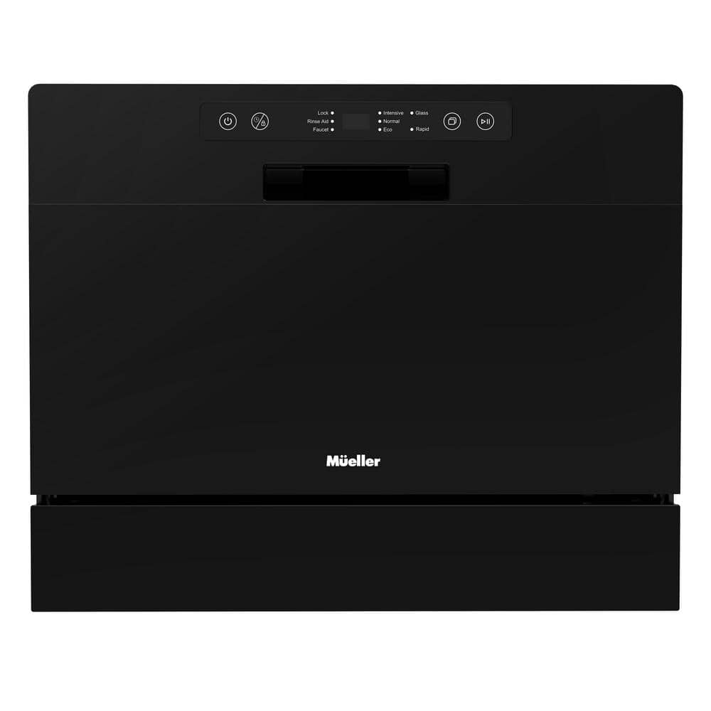 21 in. Professional Digital Portable Countertop Dishwasher with 6 Place Settings in Black