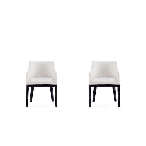 Manhattan Comfort Gansevoort Modern Cream Faux Leather Upholstered Dining Armchair (Set of 2)