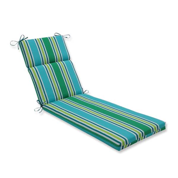 Pillow Perfect Striped 21 x 28.5 Outdoor Chaise Lounge Cushion in Blue/Green Aruba