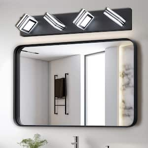 26 in. 4-Light Modern Black Bathroom LED Vanity Light