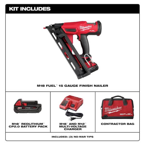 Milwaukee M18 FUEL 18-Volt Lithium-Ion Brushless Cordless Gen II 15-Gauge Angled Nailer with Random Orbit Sander