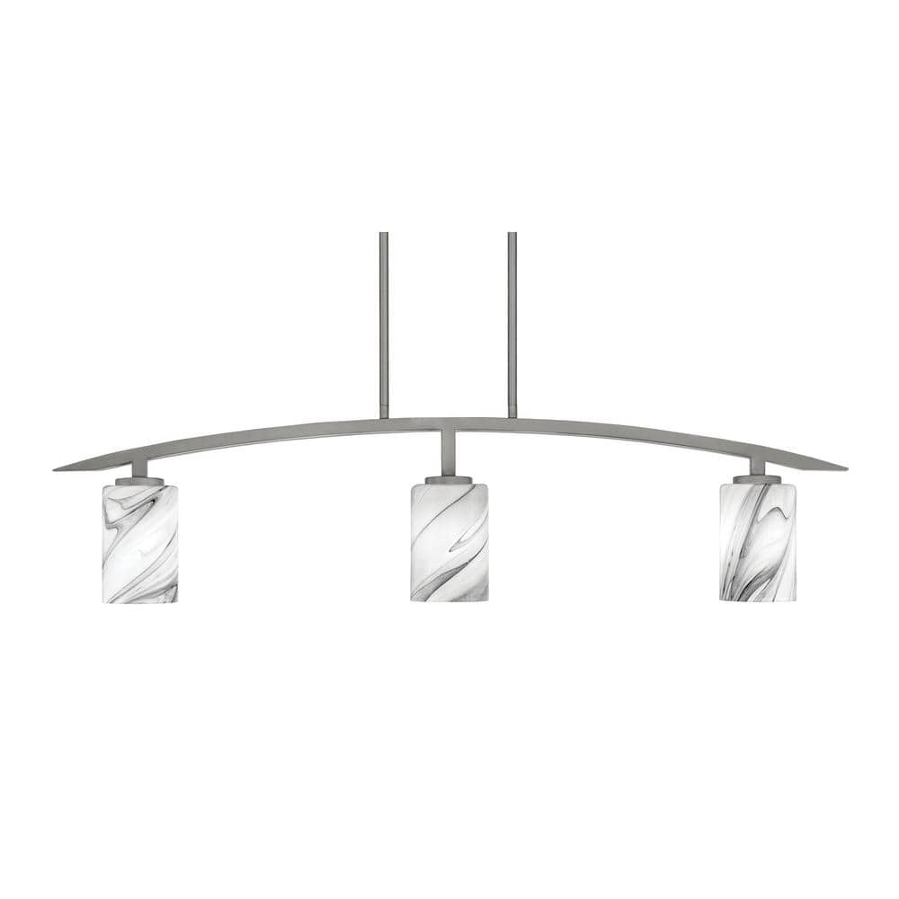 Siena 41 in. 3-Light Graphite Chandelier with 4 in. Onyx Swirl Glass Shades