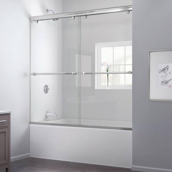 DreamLine Charisma 56 to 60 in. x 58 in. Semi-Framed Bypass Tub and Shower Door in Chrome