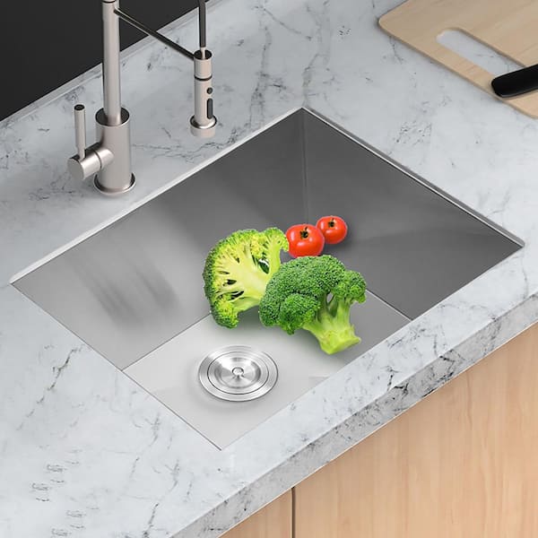 18 in. D x 21 in. W 16 Gal. Undermount Laundry/Utility Sink in Brushed Nickel
