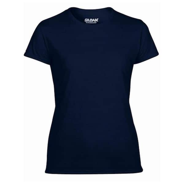 GILDAN Missy Fit Women's X-Small Adult Short Sleeve T-Shirt in Navy x - The Home Depot