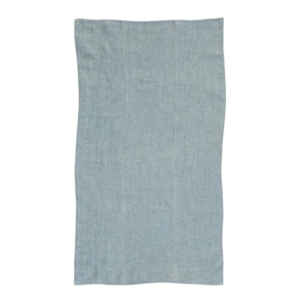 Storied Home Green Solid Linen Decorative Tea Towel