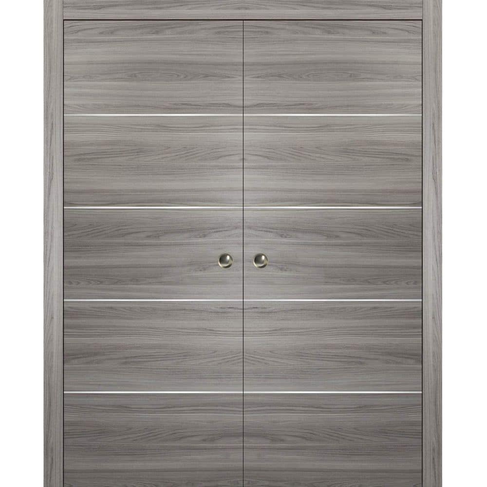 Assemble Required Planum 0020 64 in. x 80 in. Flush Ginger Ash Finished Wood Sliding Door with Double Pocket Hardware price history on PriceWatchPro
