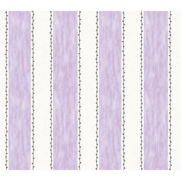 The Wallpaper Company 56 sq. ft. Purple And White Ciao Bella Stripe Wallpaper