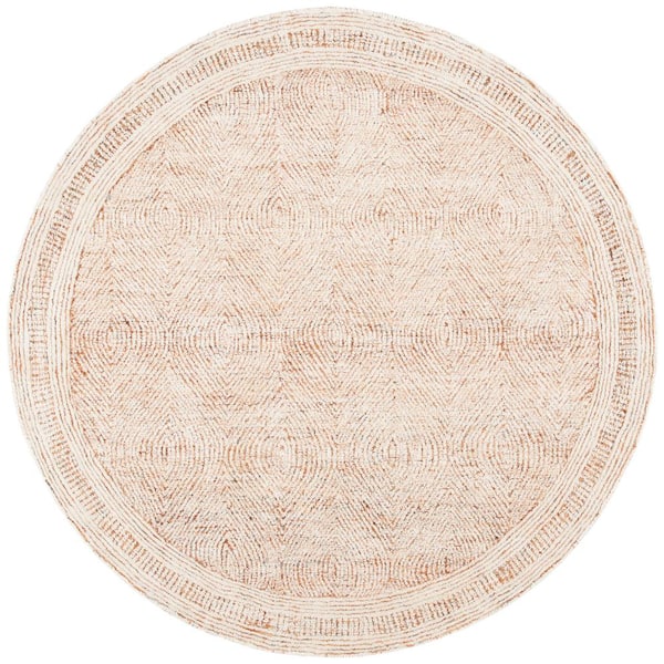 SAFAVIEH Abstract Ivory/Rust 4 ft. x 4 ft. Geometric Round Area Rug