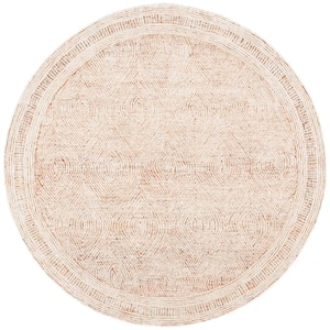 Abstract Ivory/Rust 6 ft. x 6 ft. Geometric Round Area Rug