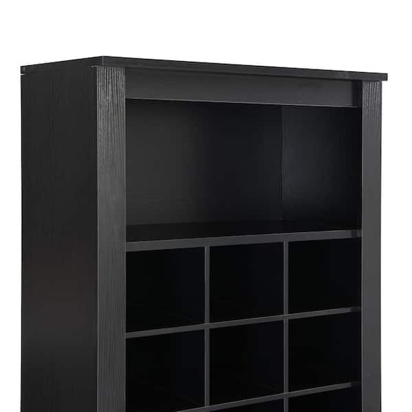 BYBLIGHT 55 in. H x 25 in. W Black 24-Pairs Shoe Storage Cabinet