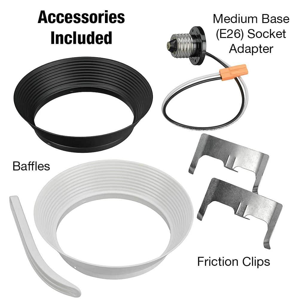 4-Inch White Aluminum LED Recessed Downlight with Adjustable Color and Brightness