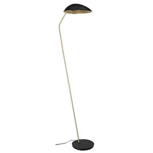 Lindmoor 8.45 in. W x 63.50 in. H Black/Brushed Brass Floor Lamp with Black Metal Shade