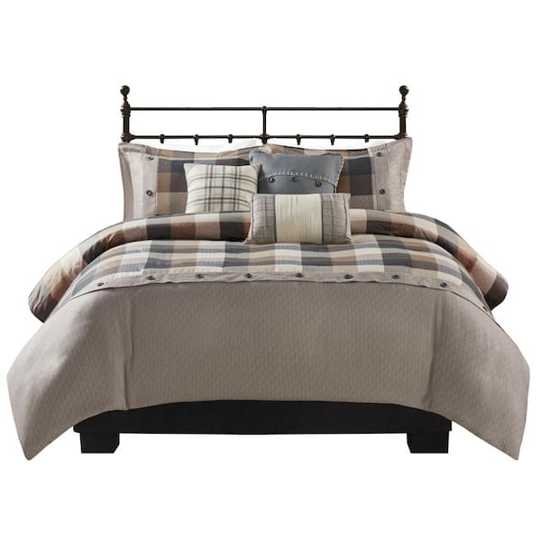 Afoxsos Polyester Herringbone Duvet Cover Queen Set in Buffalo Plaid Pattern, 6-Pack