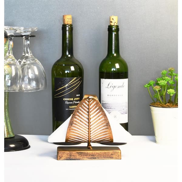 Freestanding Bronze Napkin Holder Modern Leaf Design Tabletop Tissue Dispenser Countertop Organizer