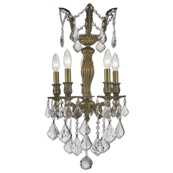 Worldwide Lighting Versailles 5-Light Antique Bronze and Clear Crystal Chandelier