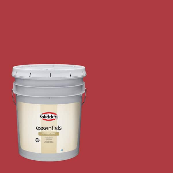 Glidden Essentials 5 gal. PPG1187-7 Red Gumball Semi-Gloss Exterior Paint