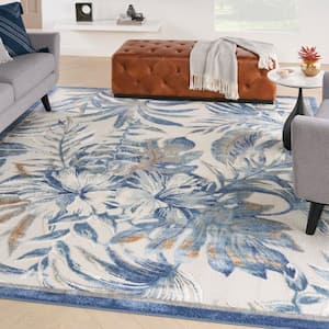 Pompeii Ivory Blue 8 ft. x 10 ft. Nature-Inspired Contemporary Area Rug