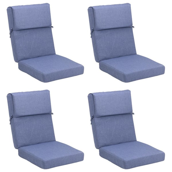 Aoodor 20.5 in. x 20.5 in. Outdoor High Back Chair Cushion with Adjustable Buckles and Ties in Dark Blue (4-Pack)