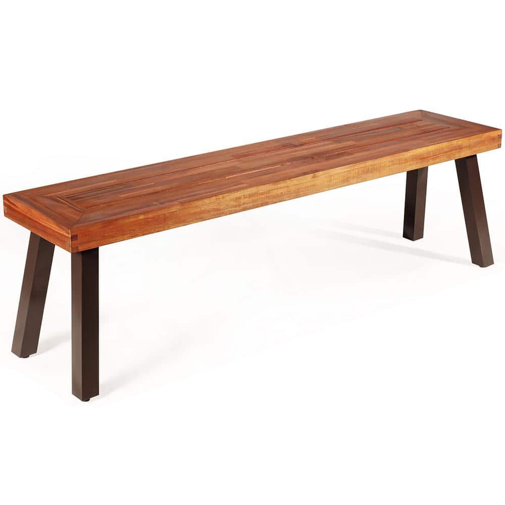 Costway Patio Acacia Wood Dining Bench Seat for Outdoor Indoor HW66352