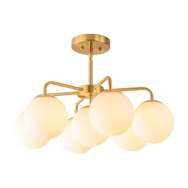 Sputnik semi flush mount with sphere opal glass deals shade post modern semi flush ceiling light in brass