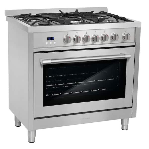 36 in. Nebula Collection 4.4 cu. ft. Gas Range, 5-Burners, Rapid Convection Oven, Smooth Grip Handle in Stainless Steel